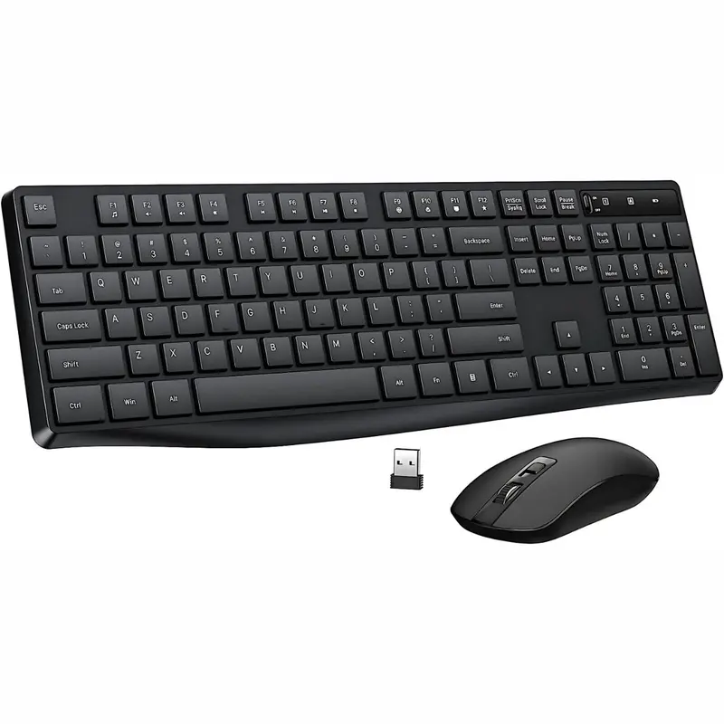 Teclado Y Mouse Inalámbricos Compatible Con Windows, Macbook Y Laptop Color Negro. Tecnología 2.4G. Usa Baterias Aaa Y Aa 1