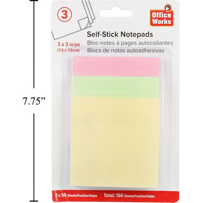 Three-Pack 3X3 Inch Sticky Notes – Post-It Style 1