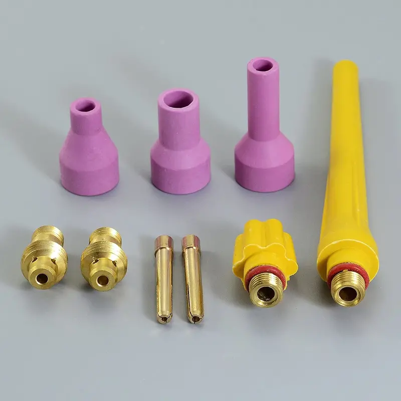 Tig Torch Replacement Kit For Legacy Yellow Torches: 9-Piece Ceramic Nozzle, Collet, Cap Set 1