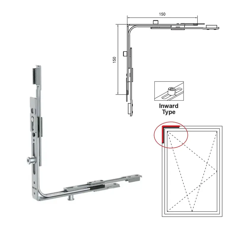 Top Corner Flip-Over Hinge For Tilt-And-Turn Windows: Upvc And Aluminum Frame Compatibility 1