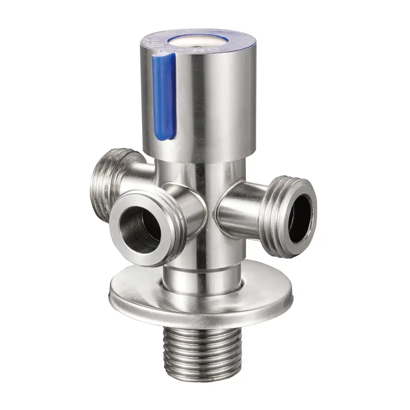 Triple-Angle Brass Faucet Valve For Sink And Prep Stations – Brushed Stainless Steel Trim 2