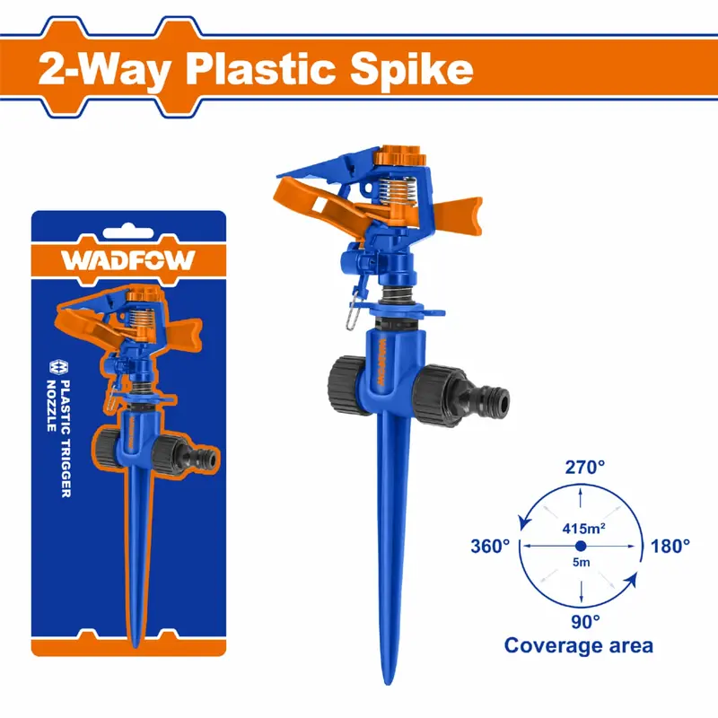Two-Pin Plastic Stake Sprinkler – Fits 3/4" Garden Hose, Adjustable Water Dispersion 1