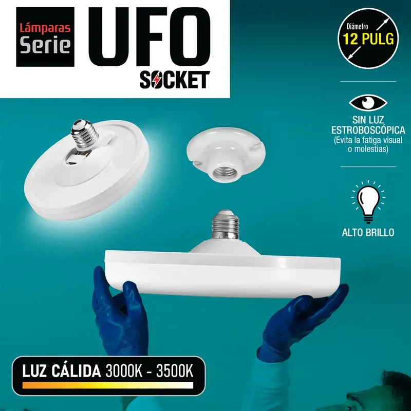 Ufo-Style E27 Ceiling Mount Led Panel Light, 12" (300 Mm), 18W, 6800 Lm, Warm White 1