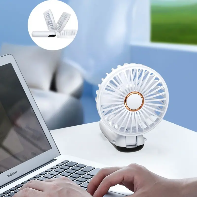 Ultra-Quiet Usb-Rechargeable Handheld Fan – 5 Speeds, 20,000Mah Battery, 15-Hour Runtime – White 1