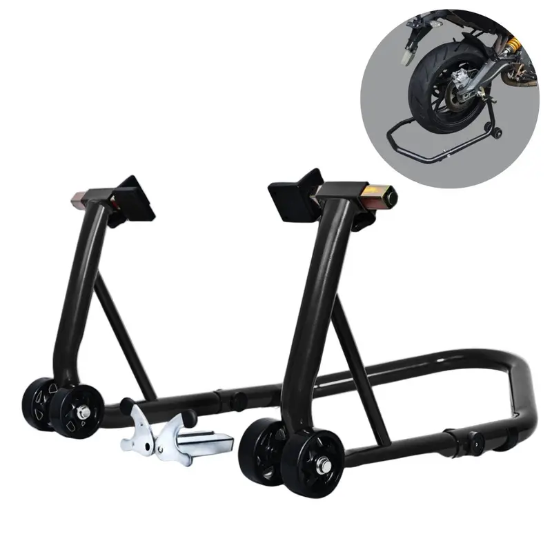 Universal Rear Motorcycle Stand – Adjustable Wheel-Cradle Support With Casters 1