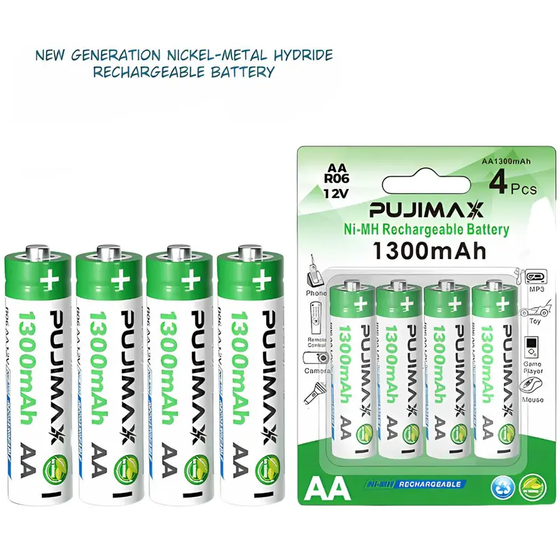 Usb-C Rechargeable Aa Batteries – 1.2 V / 1300 Mah, 1200-Cycle Lifespan (4-Pack) 1