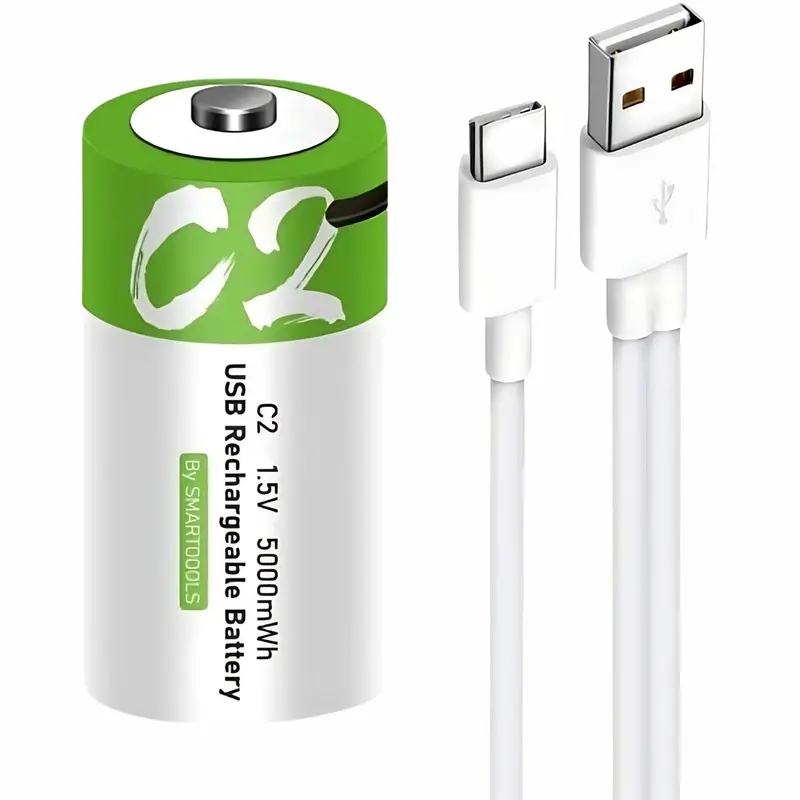 Usb-C Rechargeable C-Cell Battery – 1.5V, 5000Mah, 1200-Cycle Lifespan (Single Unit) 1