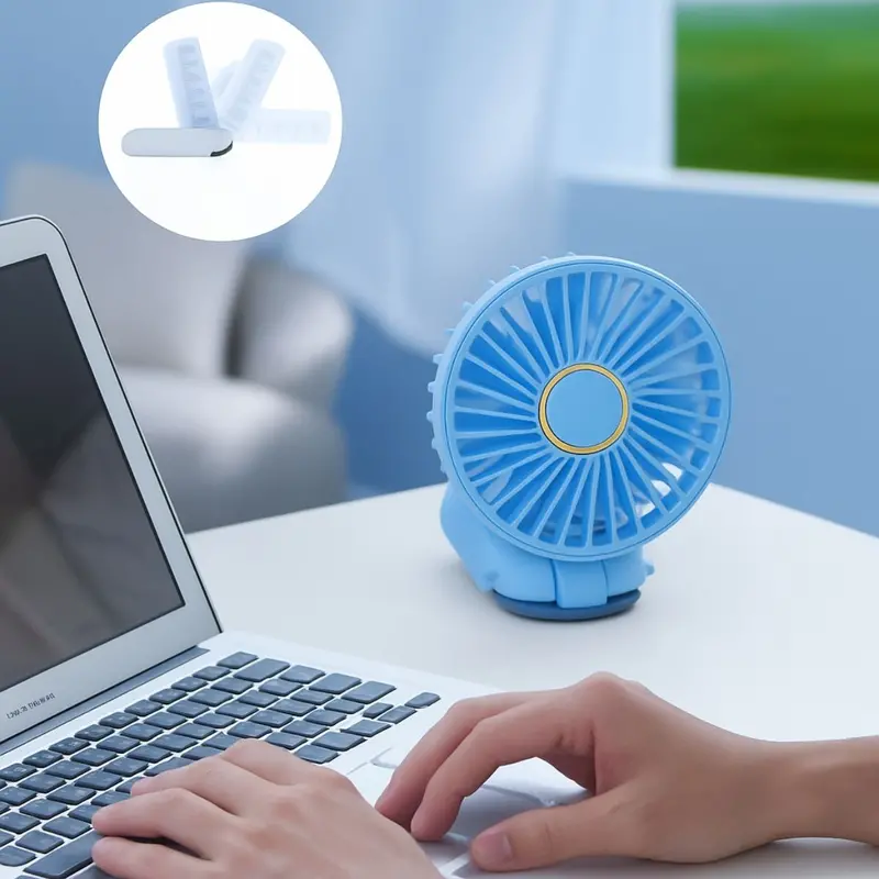 Usb-Rechargeable Portable Handheld Fan – 20,000Mah Battery, Ultra-Quiet Operation, 5-Speed Desktop Base, Blue 1