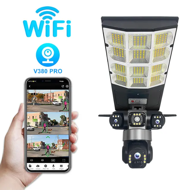 V380 Pro 360° Wifi Security Camera – Solar-Powered Smart Floodlight With Night Vision & Motion Detection 1
