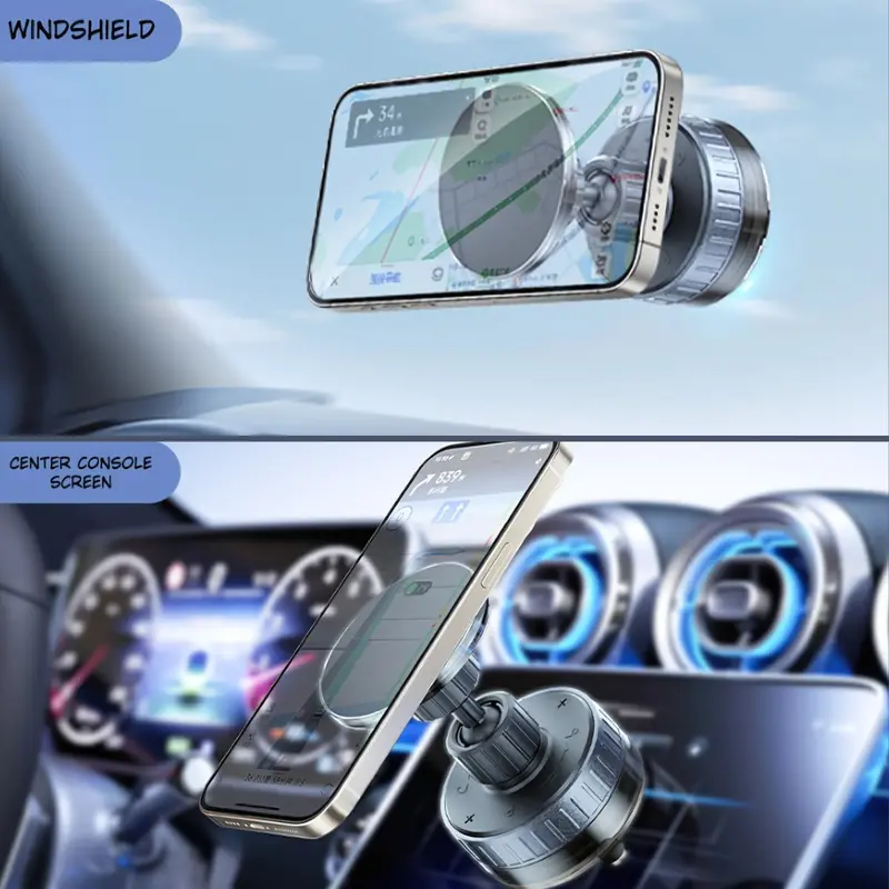 Vacuum Mount + Magnetic Phone Holder – Adjustable Car & Desk Stand For Smartphones 1