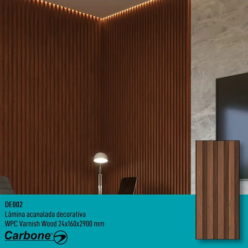 Varnished Wood Wpc Corrugated Decorative Sheet – 24Mm X 160Mm X 2900Mm 1