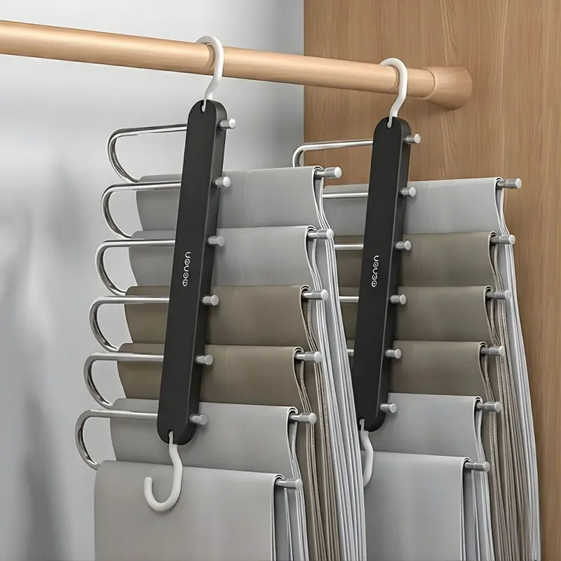 Vertical Clothing Organizer Hanger – Multi-Use Pant Hanger & Closet Rack – Sleek Matte Black Design 1