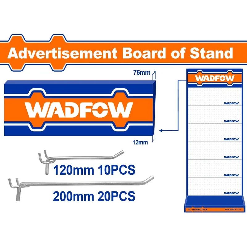 Wadfow Sign Holder With Hooks – 88×31Cm Sign Plate + 120Mm & 200Mm Hooks, Retail Display Accessory 1