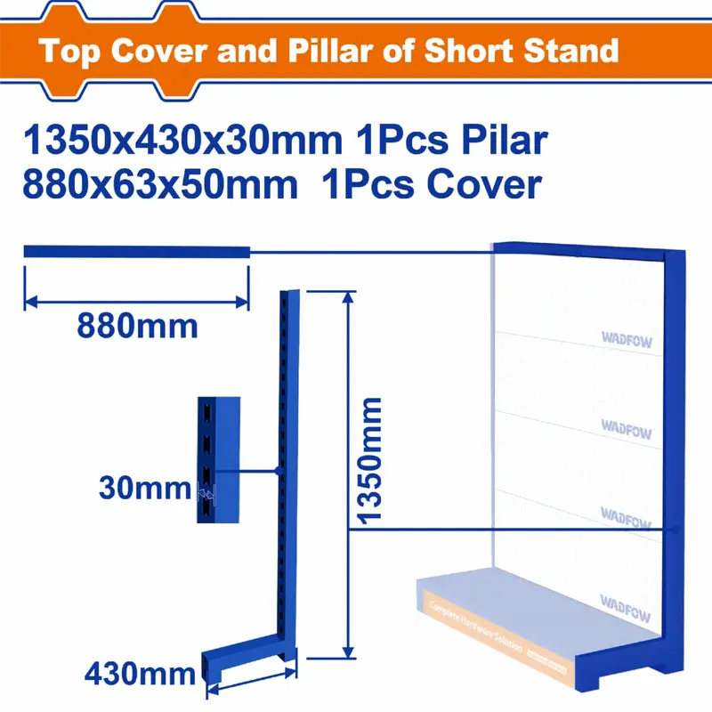 Wadfow-Style Metal Hardware Display Stand – Unshelved, 1350Mm Tall, Dual-Gauge Steel (0.6Mm & 1.2Mm) 1