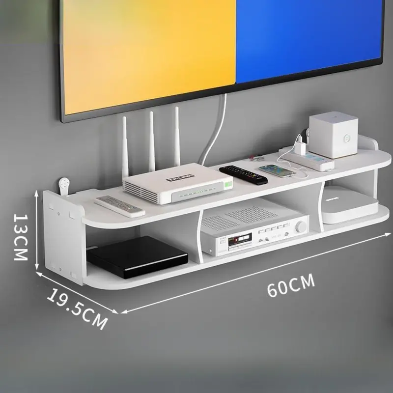 Wall-Mounted 2-Tier Organizer Shelf – 23.6" X 7.7" X 5.1" (60 X 19.5 X 13 Cm) – Heavy-Duty Router & Electronics Storage Rack 1