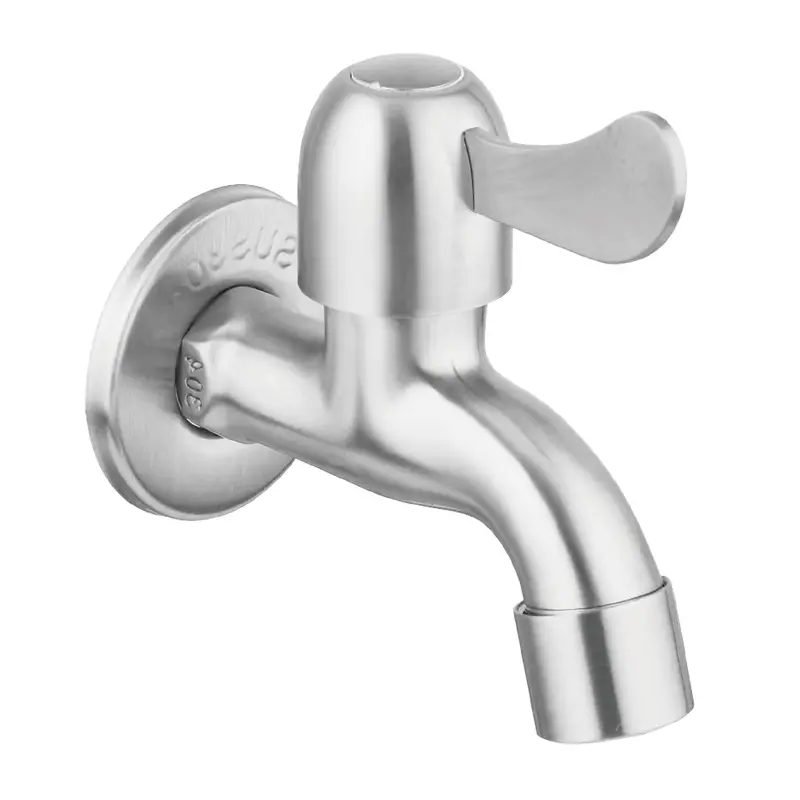 Wall-Mounted Chrome Water Tap – Single-Lever Stainless Steel Faucet With Decorative Cap 2