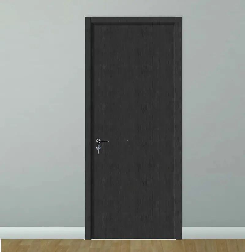 Wengue-Finish Wpc Interior Door – 100X215 Cm With Full Frame & Silver Mounting Kit 1