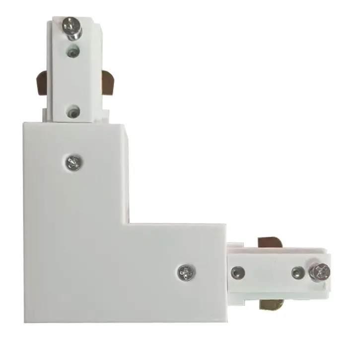 White L-Shaped Left-Angle Track Light Rail Connector – Pendant Lamp System 1