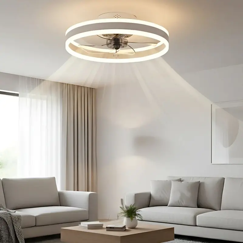 White Led Ceiling Fan With 3-Color Light Modes – Quiet Operation, 110V 1