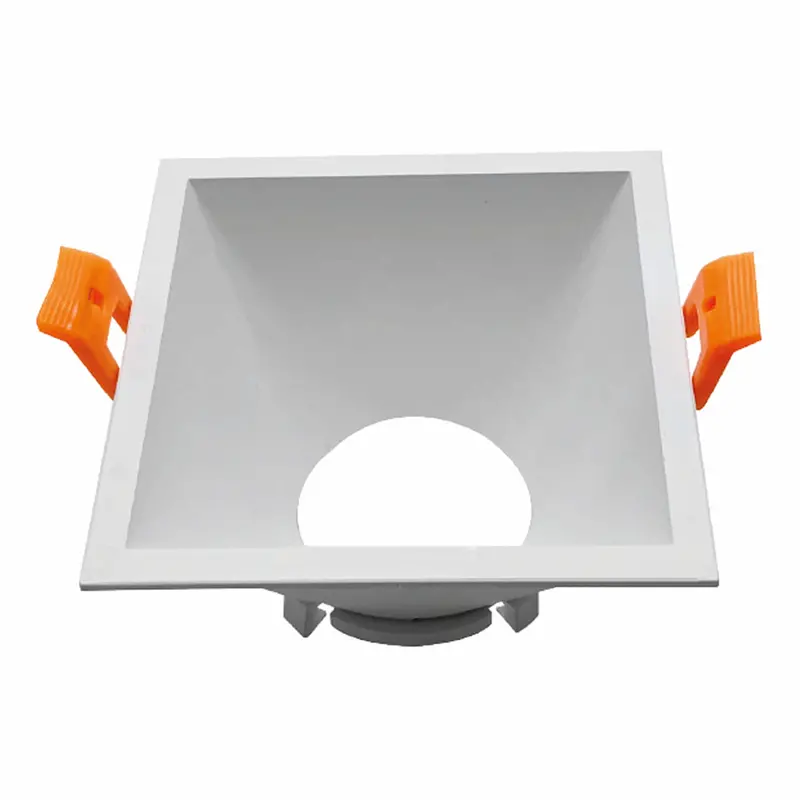 White Plastic Gu10 Recessed Downlight Trim – Square, 94×94×52Mm, Indoor/Outdoor Installation 1