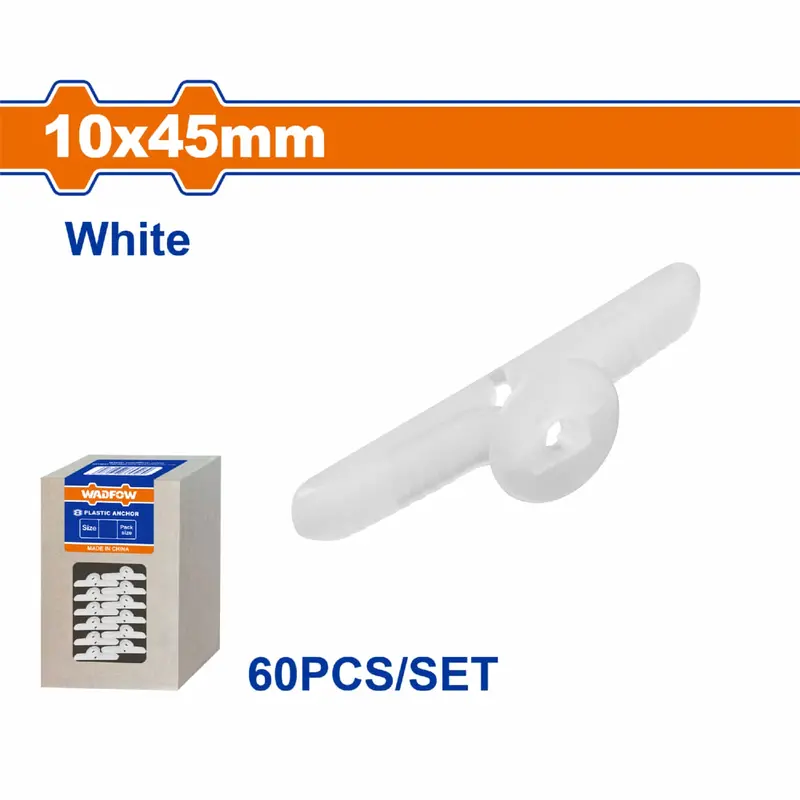White Plastic Lever-Type Wall Anchors – 10 × 45 Mm, 60-Piece Expansion Anchor Set 1