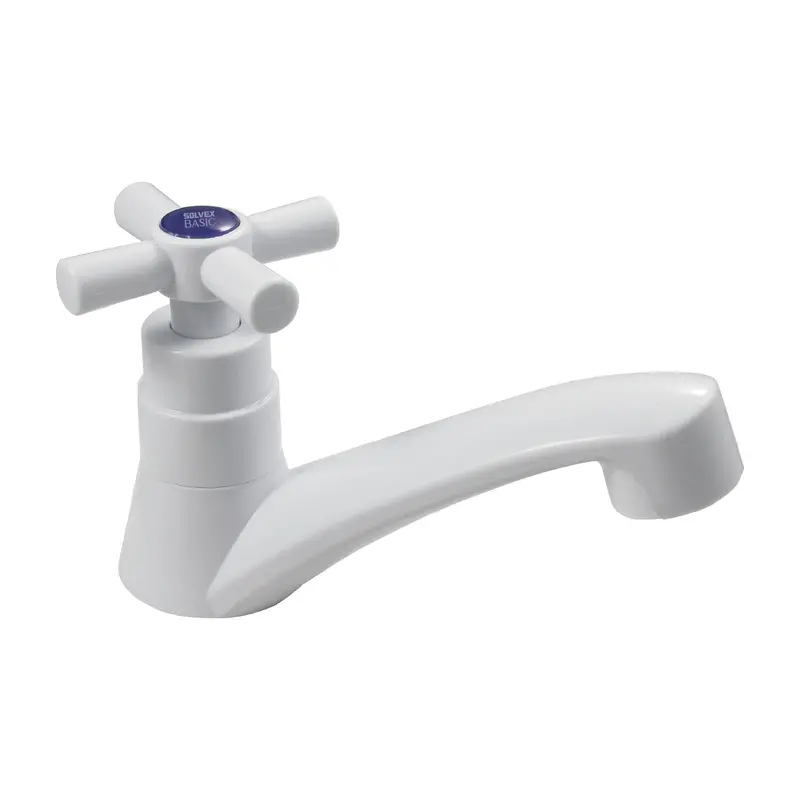 White Plastic Single-Handle Basin Faucet – Compact Lavatory Tap With Ceramic Cartridge And Abs Handle 2