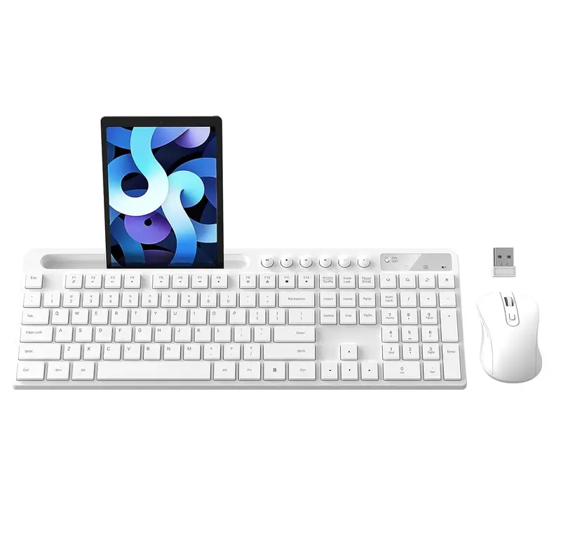 White Wireless Keyboard And Mouse Combo For Windows, Macos, And Laptops 1
