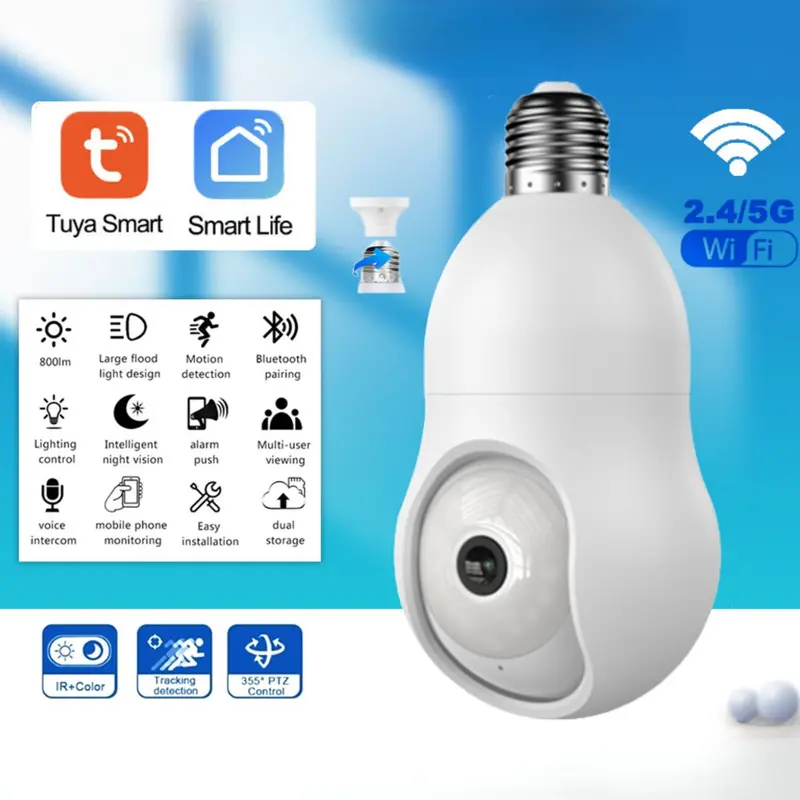 Wi-Fi 360° Smart Light Socket Security Camera – Night Vision & Motion Detection Cctv 1