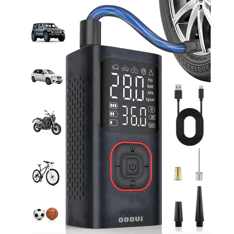 Wireless Portable Air Inflator – 4–145 Psi, Led Light, 5 Preset Modes, Digital Tire Pump 1