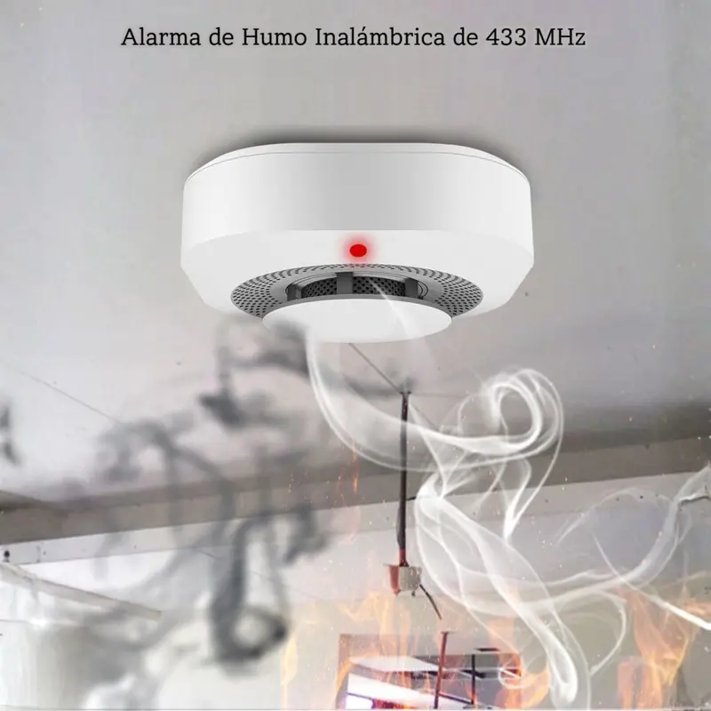 Wireless Smoke Detector – Mini 433 Mhz Alarm – 80 Db Siren, Led Indicator & Test/Mute Button (Battery Not Included) 1