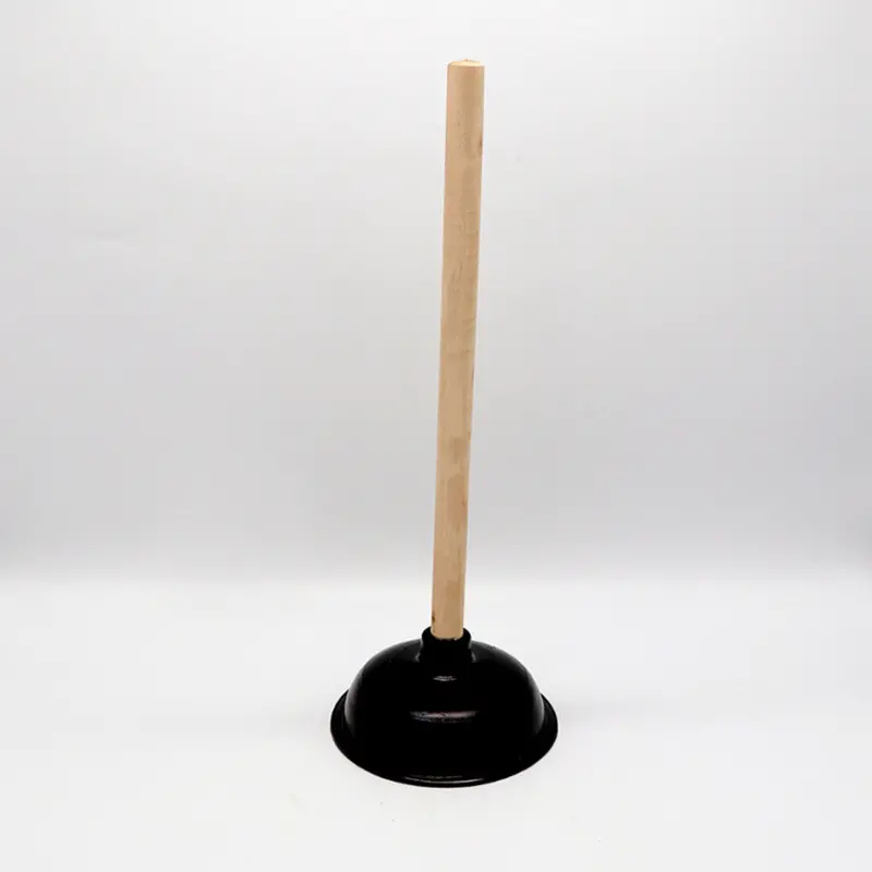 Wood-Handle Toilet Plunger – Black Rubber Cup, 15 Cm X 40 Cm 1