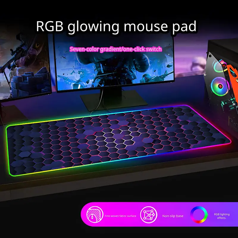 Xl Rgb Gaming Mouse Pad – 400X800Mm Illuminated Desk Mat With Non-Slip Rubber Base 1
