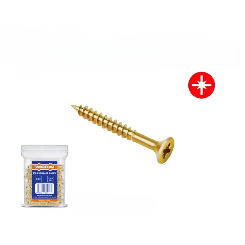 Yellow Pozidriv Countersunk Particleboard Screws – Self-Tapping, Low-Profile Head 1