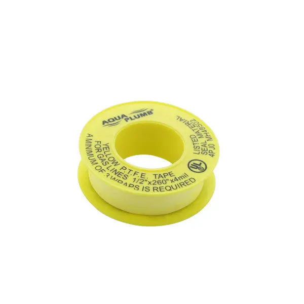 Yellow Ptfe Tape For 1/2" Gas Pipe Threads 1