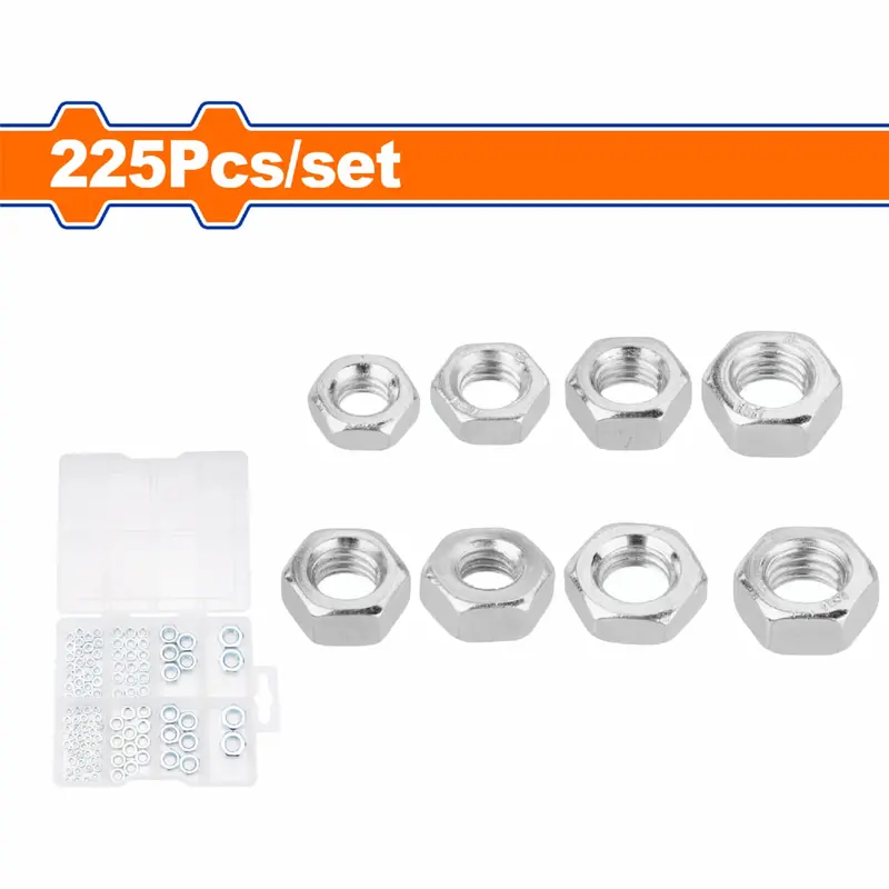 Zinc-Coated Carbon Steel Hex Nuts – 225-Piece Assortment 1